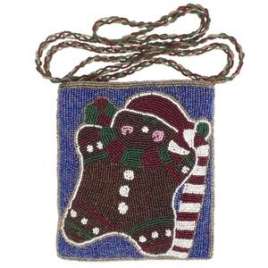 C Marie Gingerbread Man Beaded Crossbody Bag Christmas Holiday Novelty Vintage